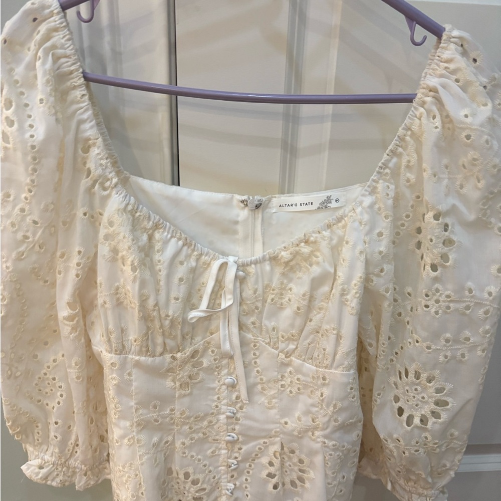 Altar'd State Ivory Eyelet Blouse